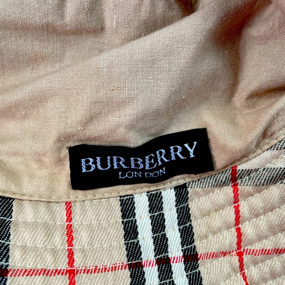 Burberry Tan and Red Plaid Bucket Hat - Picture 2 of 3